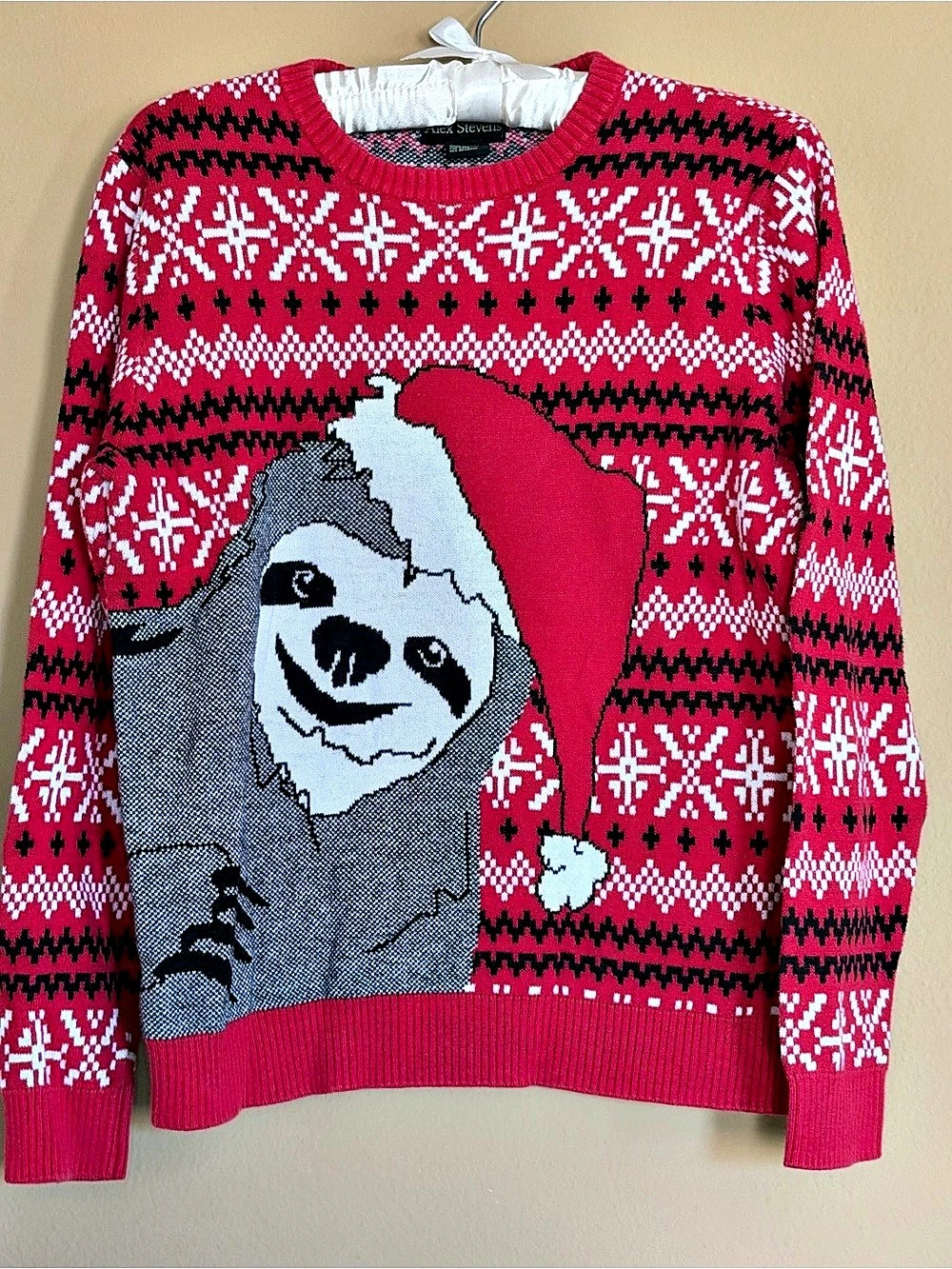 Alex Stevens Sloth Santa Ugly Christmas Sweater Girls Large Cotton Sweater